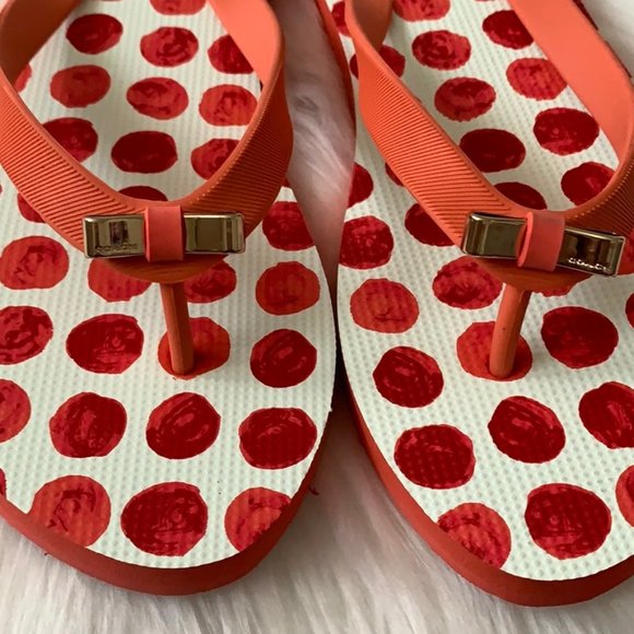 COACH Dot Printed Flip Flop Sandals Size 8 - Picture 4 of 4